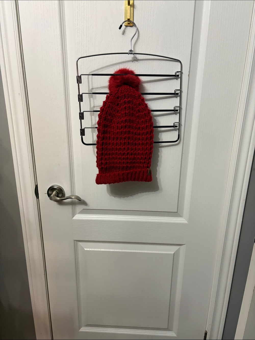 Roots Red Knit Pom-Pom Beanie
